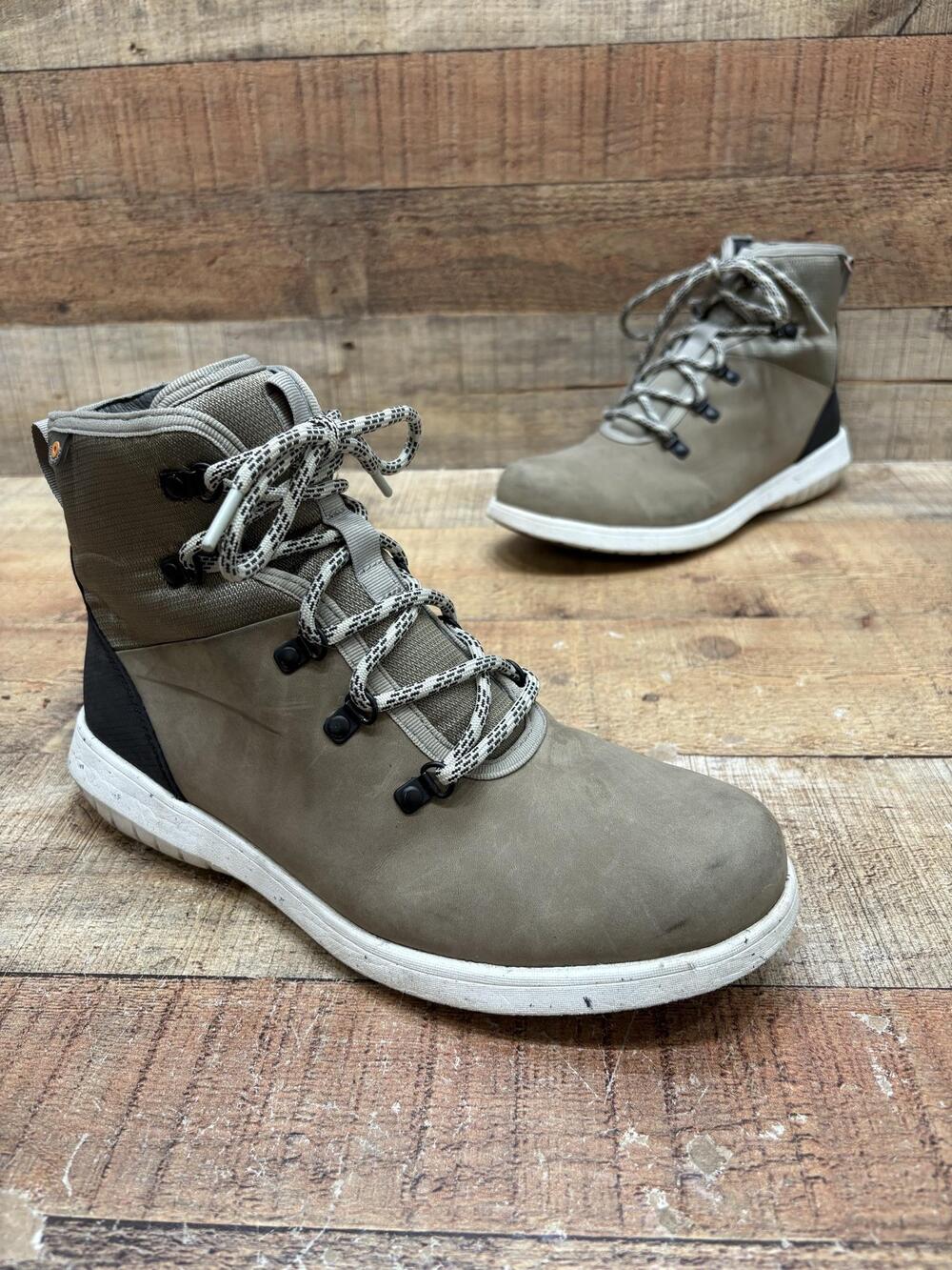 Bogs Rain Boots Womens Size 9.5 41.5 Beige Leather Juniper Hiker Waterproof